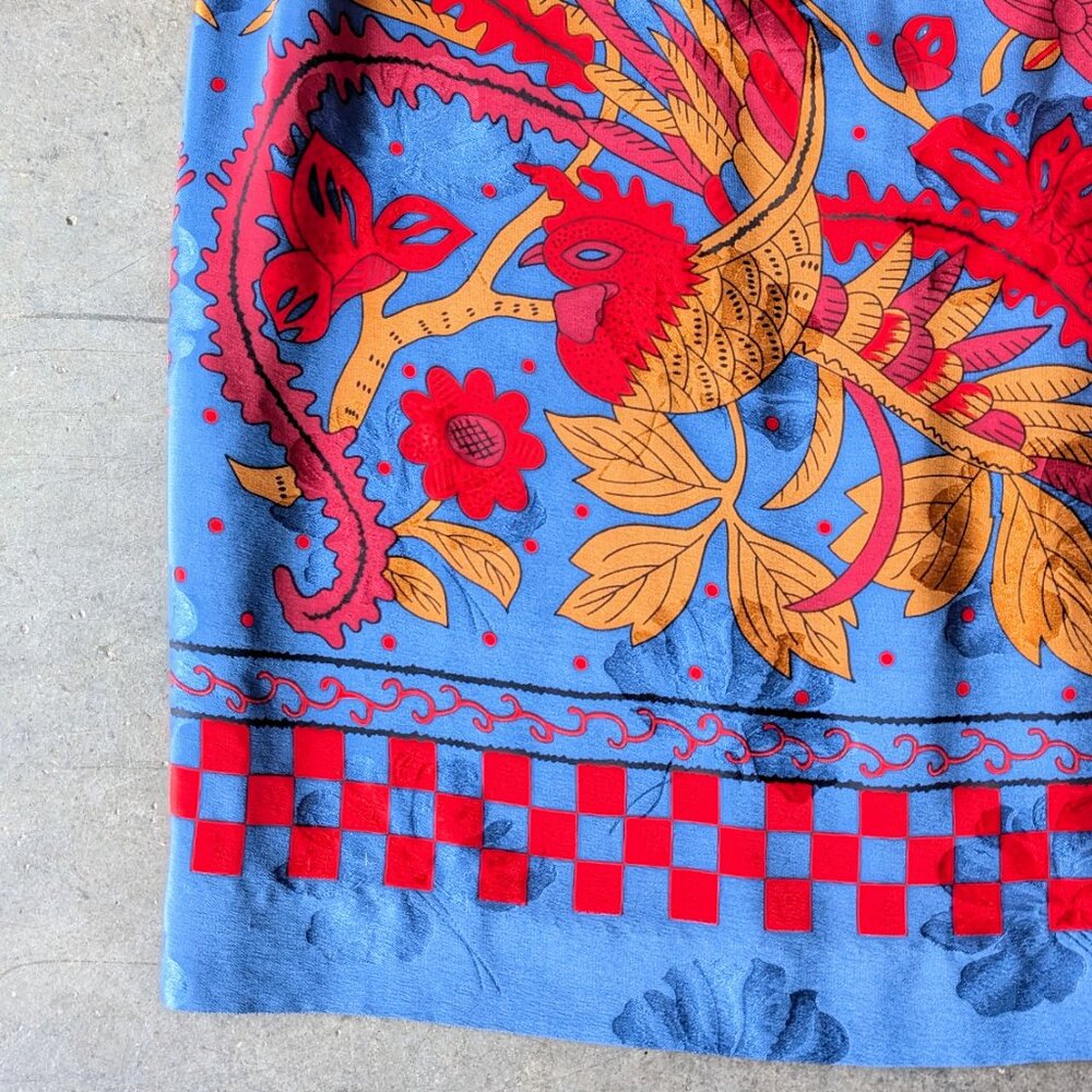Vintage Umi Collections by Anne Crimmins Red Blue Patterned Silk Midi Skirt - Picture 6 of 9